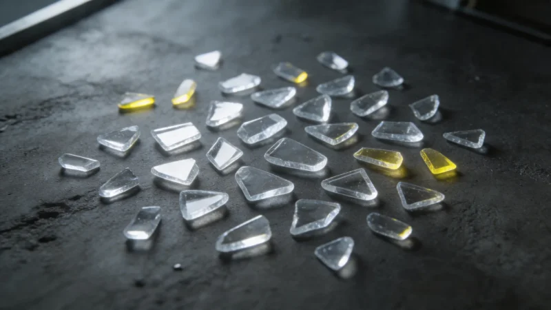 Certyfikaty food-grade w laboratorium — dokumentacja i próbki flake'ów PET